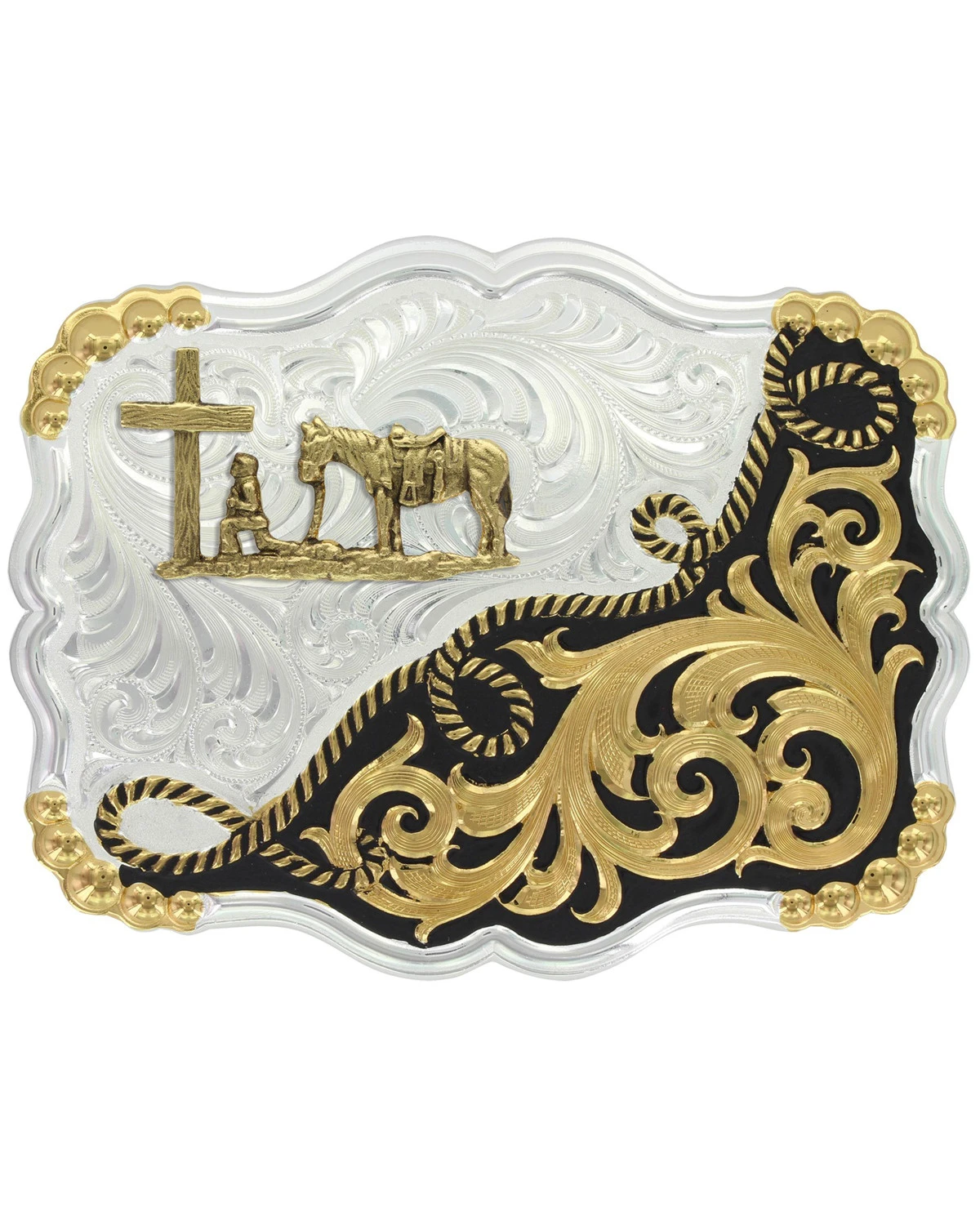 Montana Silversmiths Men's Two Tone Half-n-Half Buckle 3 Montana Silversmiths Men's Two Tone Half-n-Half Buckle