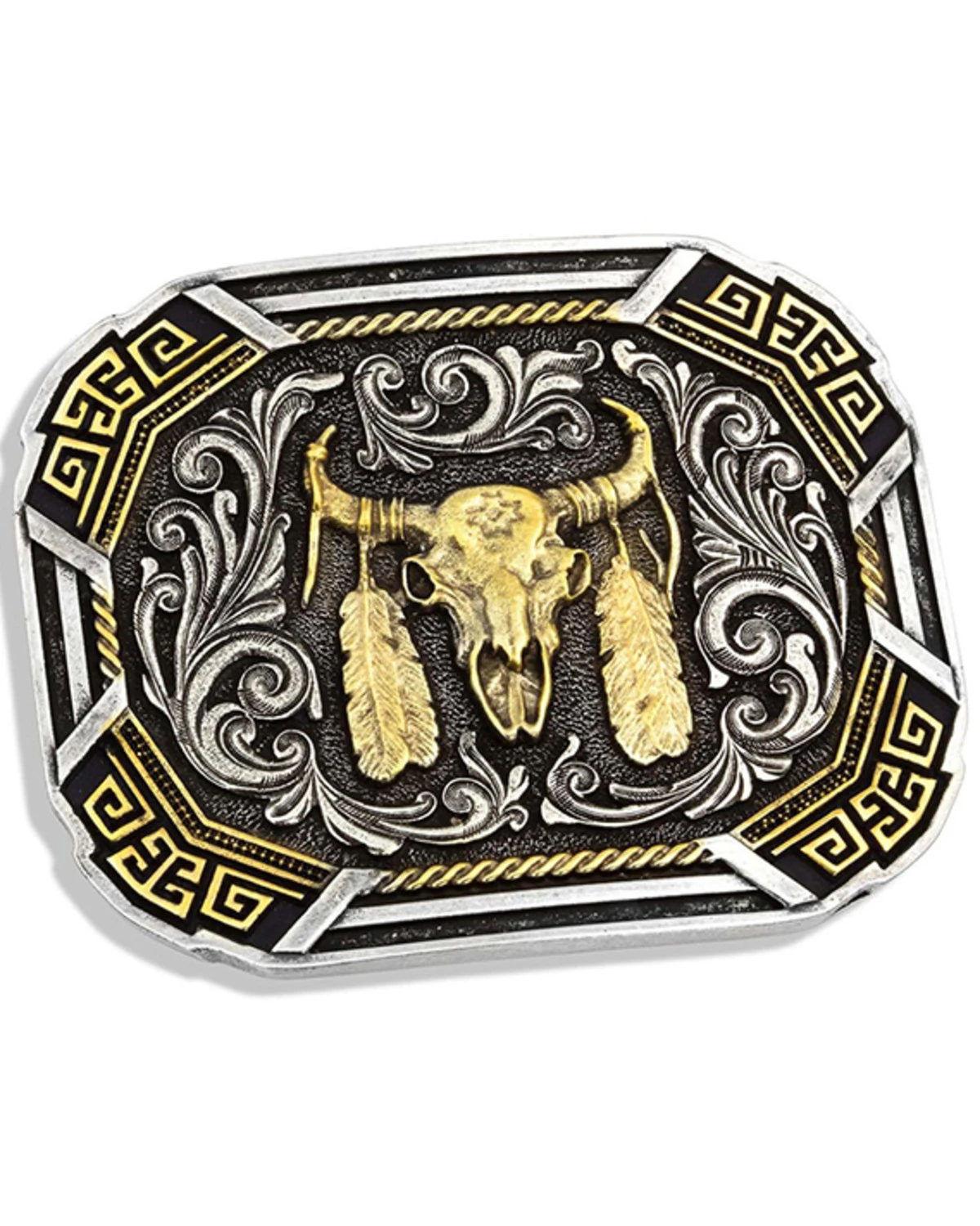 Montana Silversmiths Southwestern Flair Buffalo Skull Attitude Buckle 3 Montana Silversmiths Southwestern Flair Buffalo Skull Attitude Buckle