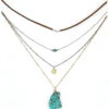 Prime Time Jewelry Women's 4-Piece Silver & Gold Turquoise Layered Necklace Set -Western Cowboy Equipment Store 2000322182 710 P1