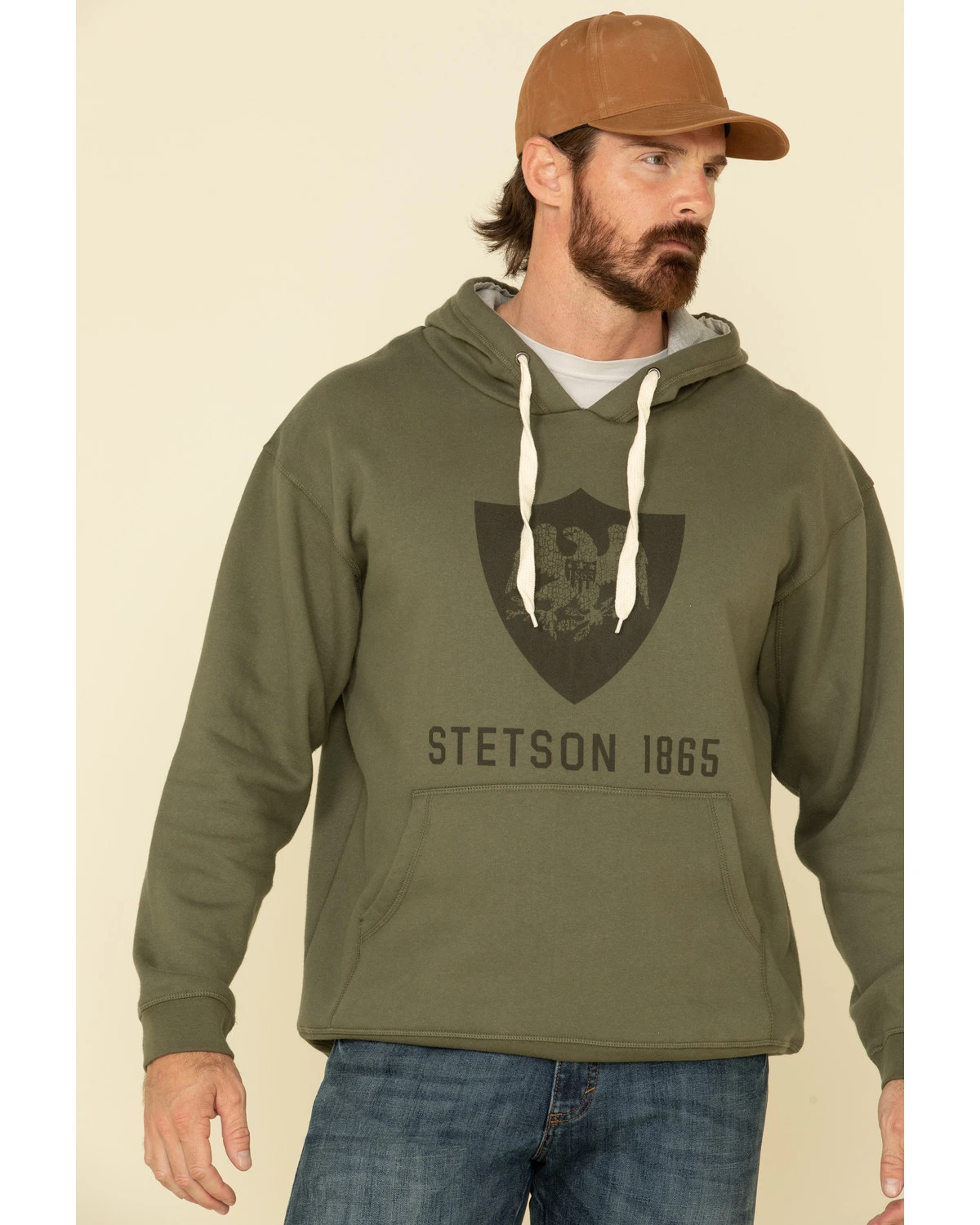 Stetson Men's Green Eagle In Shield Graphic Hooded Sweatshirt 3 Stetson Men's Green Eagle In Shield Graphic Hooded Sweatshirt