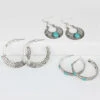Prime Time Jewelry Women's 3-piece Silver & Turquoise Hoop And Dangle Earrings Set -Western Cowboy Equipment Store 2000333939 040 P1