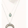 Prime Time Jewelry Women's Silver Crescent Horn & Turquoise Pendant Layered Necklace Set -Western Cowboy Equipment Store 2000334007 040 P1