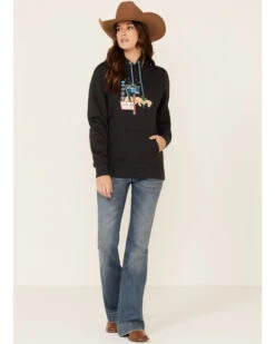 HOOey Women's Charcoal Layin Low Logo Graphic Hoodie -Western Cowboy Equipment Store 2000337410 022 P2