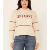 Shyanne Women's Tan & White Embroidered Logo Crop Hoodie -Western Cowboy Equipment Store 2000342890 280 P1