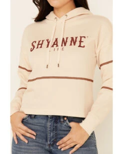 Shyanne Women's Tan & White Embroidered Logo Crop Hoodie -Western Cowboy Equipment Store 2000342890 280 P2