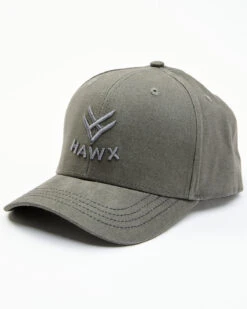 Hawx Men's Gray Embroidered Logo Solid-Back Ball Cap