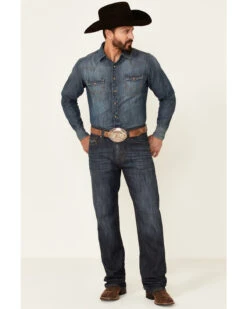 Rock & Roll Denim Men's Double Barrel Dark Wash Stretch Relaxed Straight Jeans