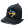 Oil Field Hats Men's Black & White Texas State Sunset Patch Golf Mesh-Back Ball Cap