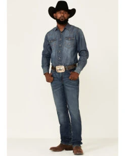 Wrangler Retro Men's Mauney Dark Wash Stretch Slim Straight Jeans - Long