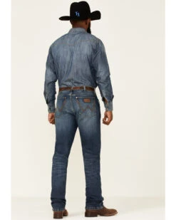 Wrangler Retro Men's Mauney Dark Wash Stretch Slim Straight Jeans - Long -Western Cowboy Equipment Store 2000350743 400 P4
