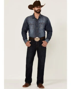 Rock & Roll Denim Men's Dark Wash Double Barrel Relaxed Straight Leg Jeans -Western Cowboy Equipment Store 2000352156 400 P3