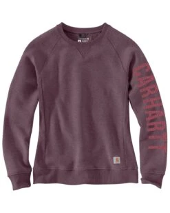 Carhartt Women's Relaxed Fit Midweight Crewneck Block Logo Sleeve Graphic Sweatshirt -Western Cowboy Equipment Store 2000353049 500 P2