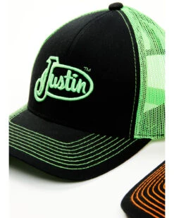 Justin Men's Assorted Embroidered Neon Logo Mesh Back Trucker Cap -Western Cowboy Equipment Store 2000353917 900 P3