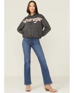 Wrangler Women's Charcoal Rose Logo Cropped Hoodie 9 Wrangler Women's Charcoal Rose Logo Cropped Hoodie -Western Cowboy Equipment Store 2000358082 022 P4