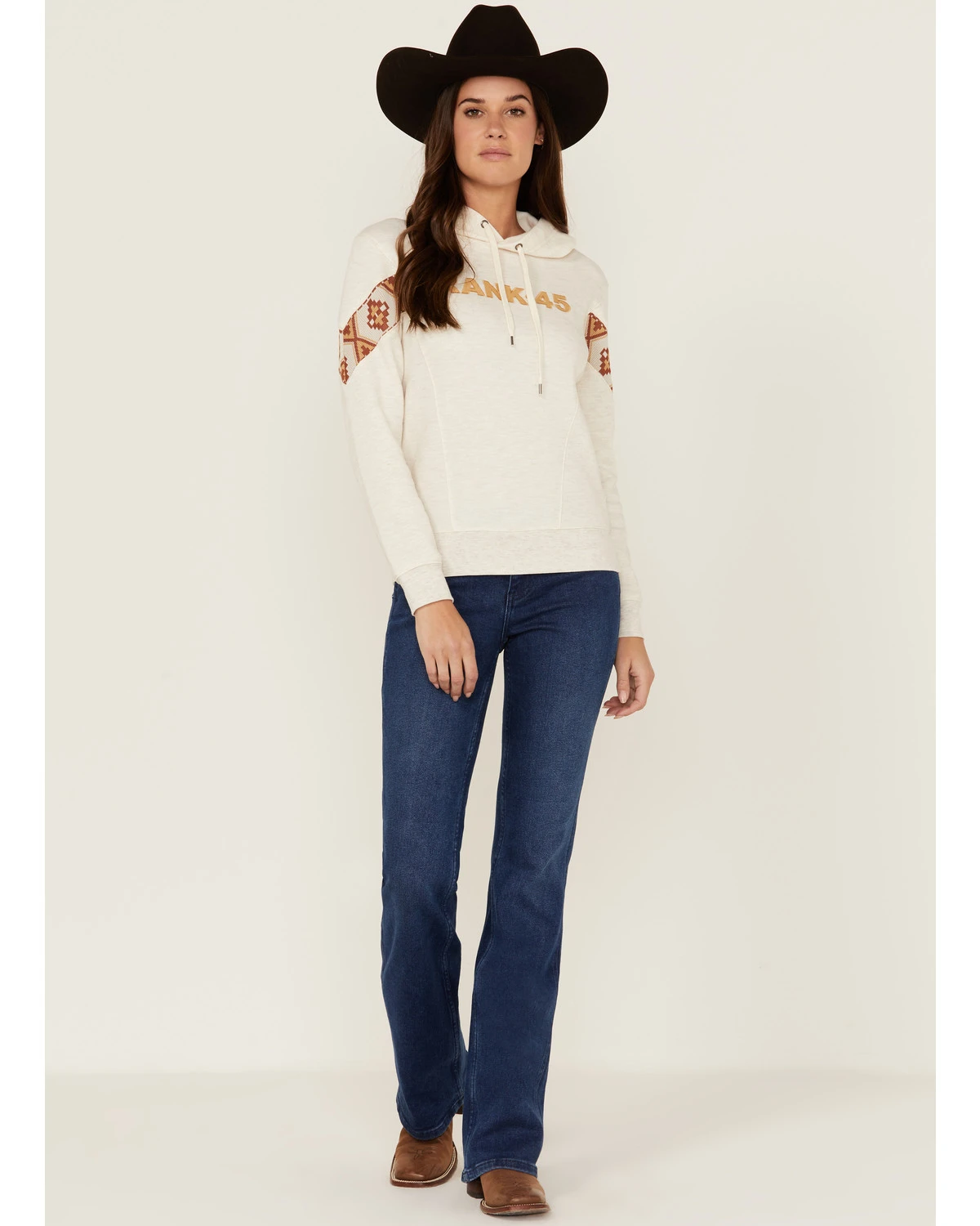 RANK 45 Women's Logo Southwestern Print Sleeve Trim Pullover Hooded Sweatshirt 4 RANK 45 Women's Logo Southwestern Print Sleeve Trim Pullover Hooded Sweatshirt - Image 2