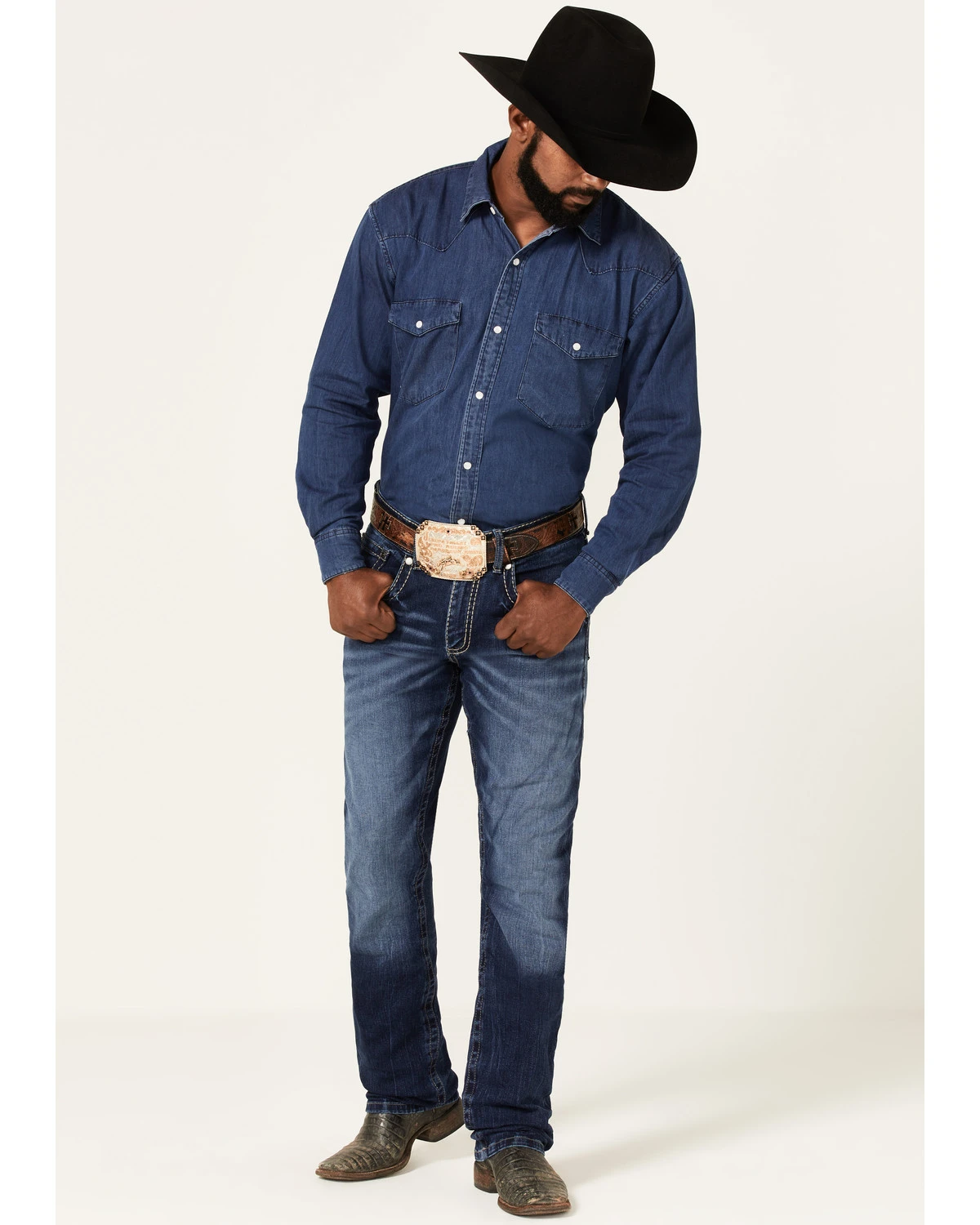 Rock 47 By Wrangler Men's Prichett Dark Wash Stretch Slim Straight Jeans 3 Rock 47 By Wrangler Men's Prichett Dark Wash Stretch Slim Straight Jeans