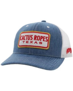 Hooey Kids' Denim Cactus Ropes Patch Mesh Back Trucker Cap