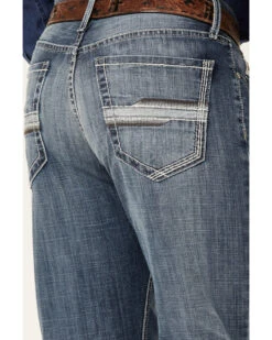 Cinch Men's Grant Medium Stonewash Broken Twill Performance Stretch Relaxed Bootcut Jeans -Western Cowboy Equipment Store 2000362748 402 P4