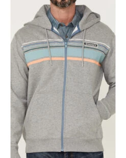 HOOey Men's Chest Stripe Light Gray Zip-Front Hooded Jacket -Western Cowboy Equipment Store 2000363526 025 P3