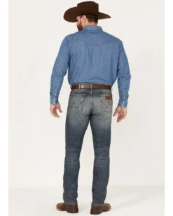 Wrangler Retro Men's Dark Knight Medium Wash Stretch Slim Straight Jeans -Western Cowboy Equipment Store 2000365064 414 P3