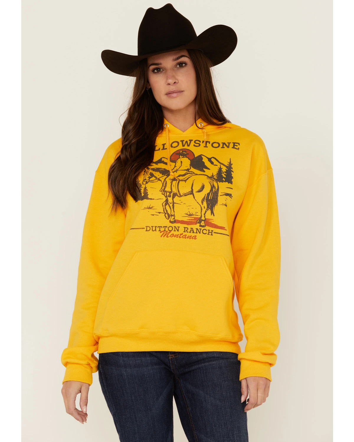 Paramount Network's Yellowstone Women's Yellowstone Lone Cowboy Mustard Graphic Hoodie 3 Paramount Network's Yellowstone Women's Yellowstone Lone Cowboy Mustard Graphic Hoodie