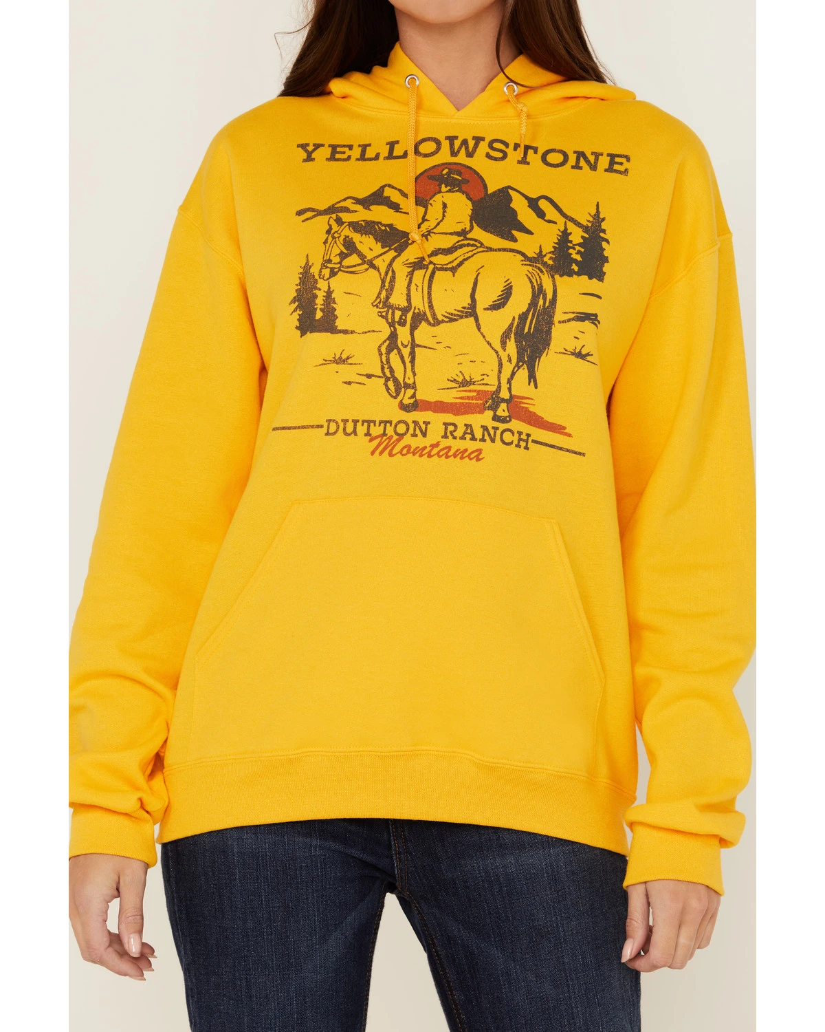 Paramount Network's Yellowstone Women's Yellowstone Lone Cowboy Mustard Graphic Hoodie 5 Paramount Network's Yellowstone Women's Yellowstone Lone Cowboy Mustard Graphic Hoodie - Image 3