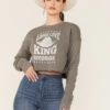 Ruby's Rubbish Women's Heather Gray Long Live King George Graphic Sweatshirt -Western Cowboy Equipment Store 2000365471 022 P1