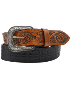 Cody James Men's Tooled With Floral Billets Western Belt