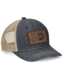 Justin Men's Faux Leather Logo Patch Denim Mesh Back Cap