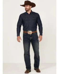 Rock & Roll Denim Men's Hooey Dark Wash Double Barrel Reflex Stackable Bootcut Jeans -Western Cowboy Equipment Store 2000367638 201 P3
