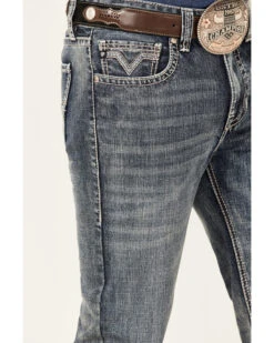 Rock & Roll Denim Men's Double Barrel Medium Wash Two Tone Raise Relaxed Straight Jeans -Western Cowboy Equipment Store 2000367647 203 P4