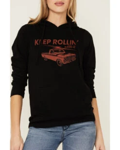 Blended Women's Keep Rollin Black Graphic Hoodie Sweater -Western Cowboy Equipment Store 2000367722 001 P2