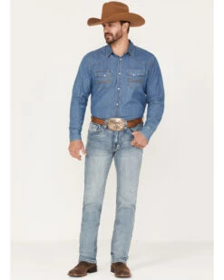 Rock & Roll Denim Men's Medium Wash Mid Rise Bootcut Jeans -Western Cowboy Equipment Store 2000368123 414 P3