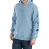 Carhartt Men's Loose Fit Midweight Logo Sleeve Graphic Hooded Sweatshirt