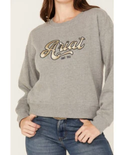 Ariat Women's R.E.A.L Varsity Logo Cropped Sweatshirt -Western Cowboy Equipment Store 2000371904 070 P3