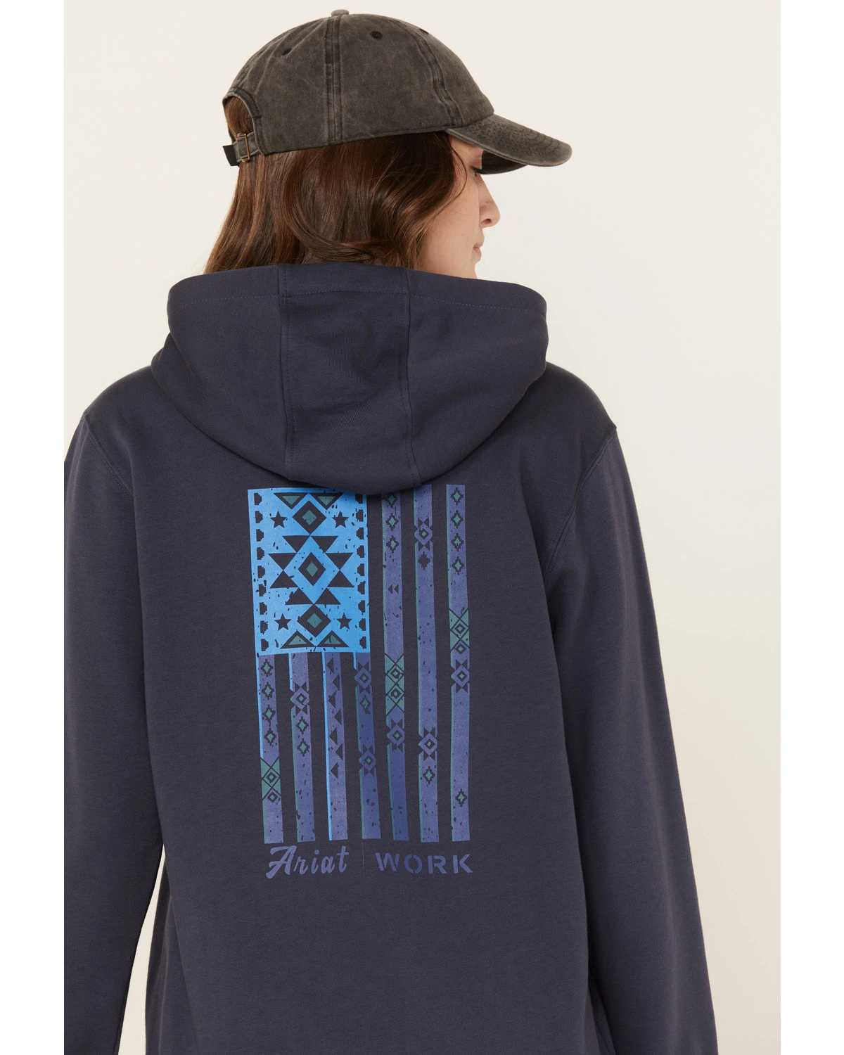 Ariat Women's Rebar Southwestern Flag Graphic Hooded Work Sweatshirt 4 Ariat Women's Rebar Southwestern Flag Graphic Hooded Work Sweatshirt - Image 2