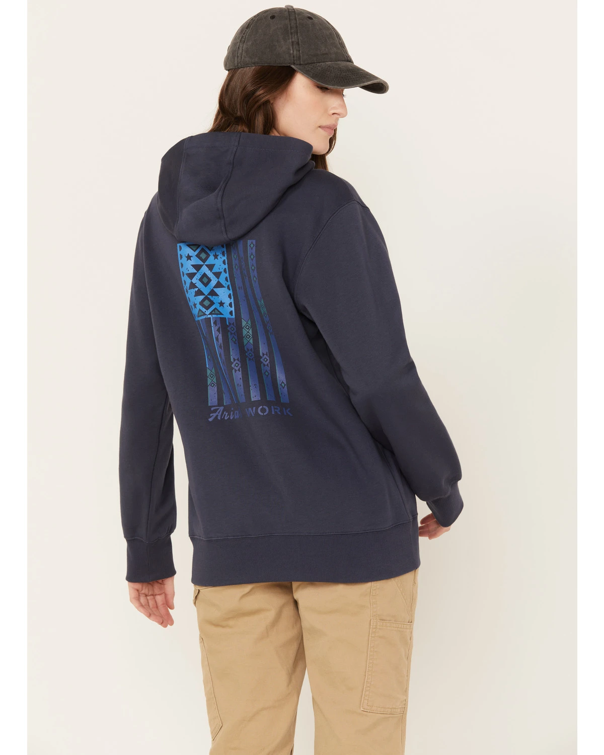 Ariat Women's Rebar Southwestern Flag Graphic Hooded Work Sweatshirt 6 Ariat Women's Rebar Southwestern Flag Graphic Hooded Work Sweatshirt - Image 4