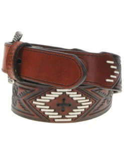 Hooey Men's Choctaw Roughy Tooled And Laced Belt -Western Cowboy Equipment Store 2000379062 235 P3