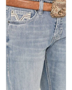 Rock & Roll Denim Men's Revolver Light Vintage Wash Slim Straight Reflex Denim Jeans -Western Cowboy Equipment Store 2000386200 412 P4