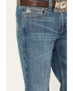Rock & Roll Denim Men's Double Barrel Medium Wash Relaxed Straight Jeans -Western Cowboy Equipment Store 2000386202 414 P4