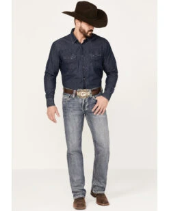 Rock & Roll Denim Men's Pistol Medium Vintage Wash Straight Leg Denim Jeans -Western Cowboy Equipment Store 2000386204 414 P3