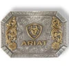 M & F Western Men's Silver Rectangular & Gold Floral Emblem Belt Buckle -Western Cowboy Equipment Store 2000390341 040 P1