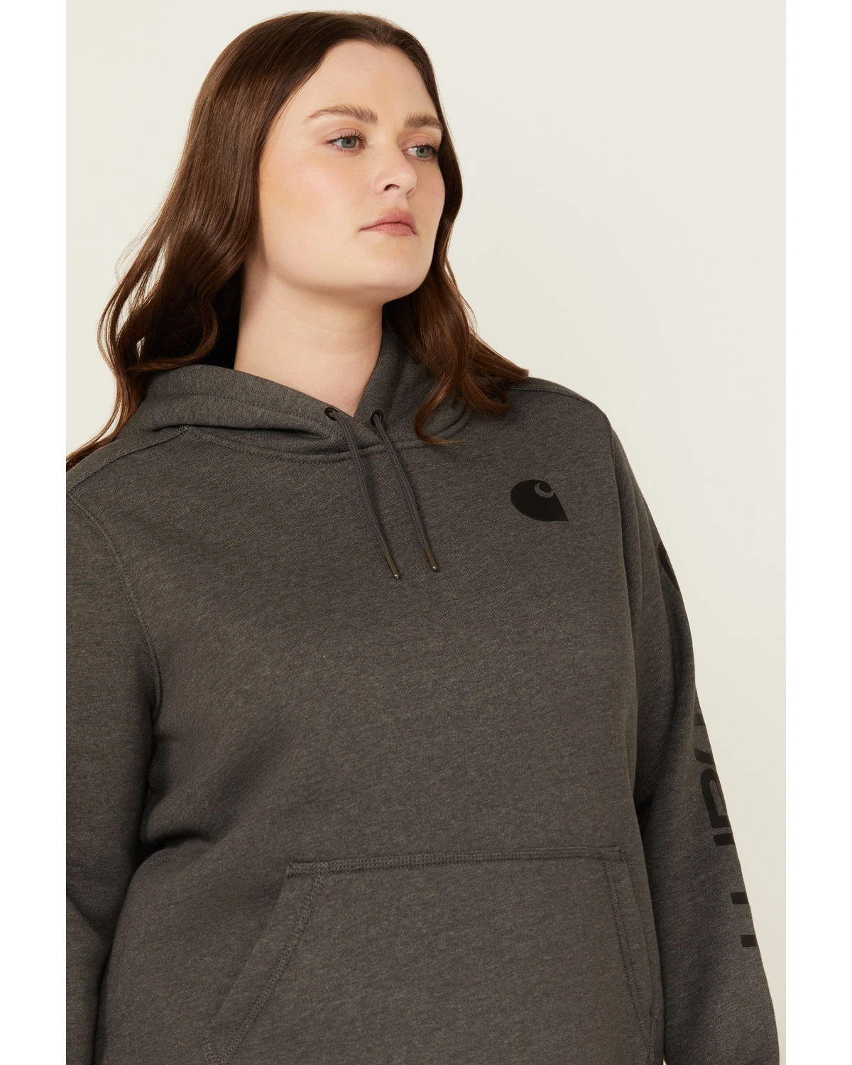 Carhartt Women's Relaxed Fit Midweight Logo Hooded Work Sweatshirt - Plus 4 Carhartt Women's Relaxed Fit Midweight Logo Hooded Work Sweatshirt - Plus - Image 2