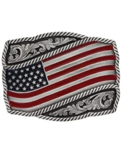 Montana Silversmiths Men's Classic Painted Waving Flag Buckle